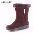 Best price leather upper rubber sole elegant winter boots women 2015